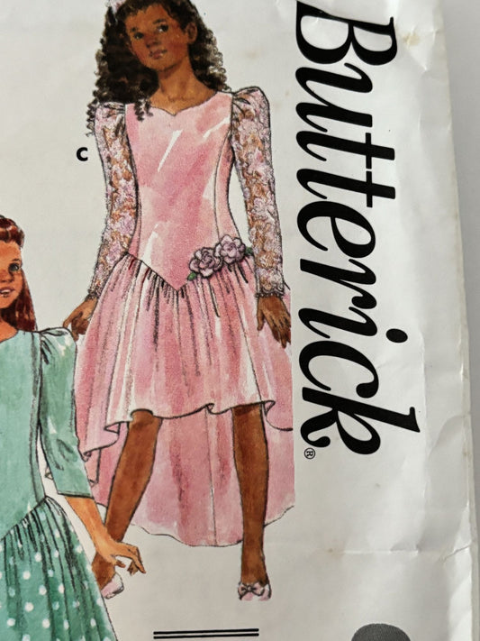 Butterick Sewing Pattern 6547 Flower Girl Dress Tea Length Party Tulle 7 8 10 UC