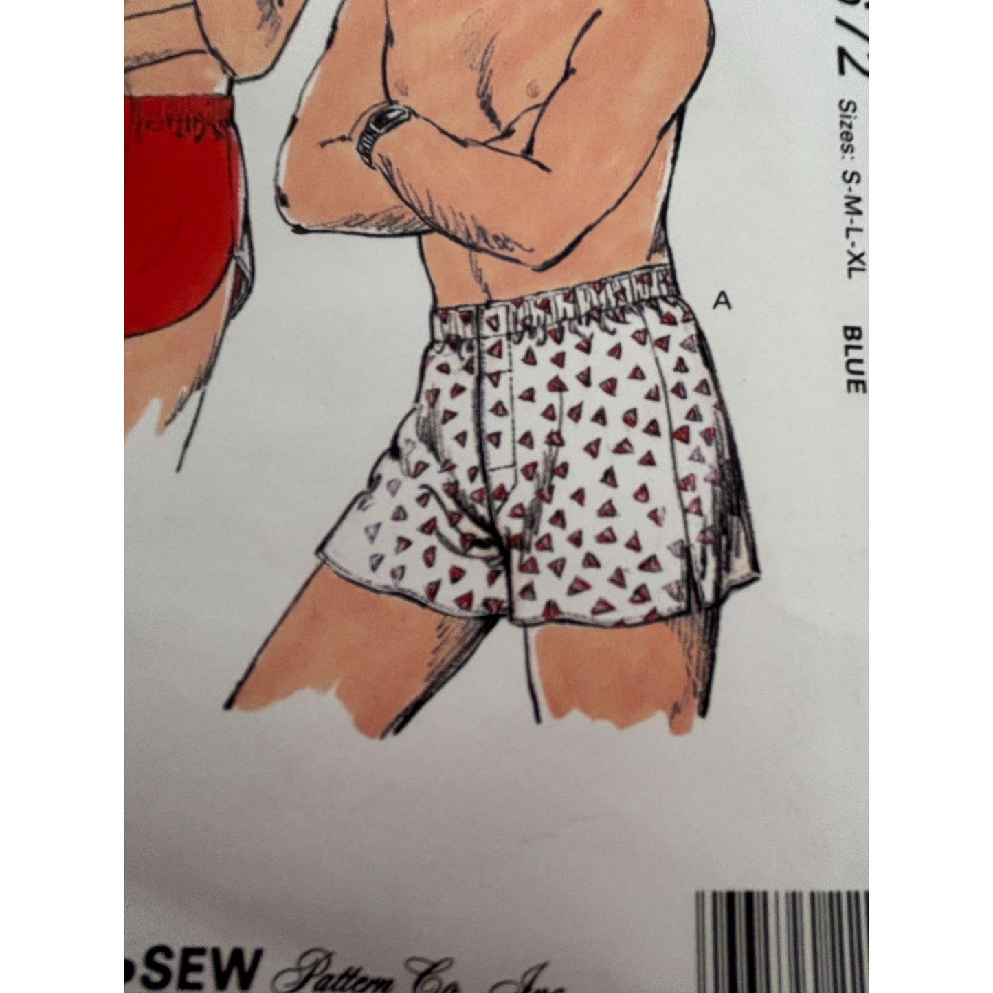 Kwik Sew Sewing Pattern 1672 Mens Boxer Shorts Vintage 1980s Uncut S M L XL