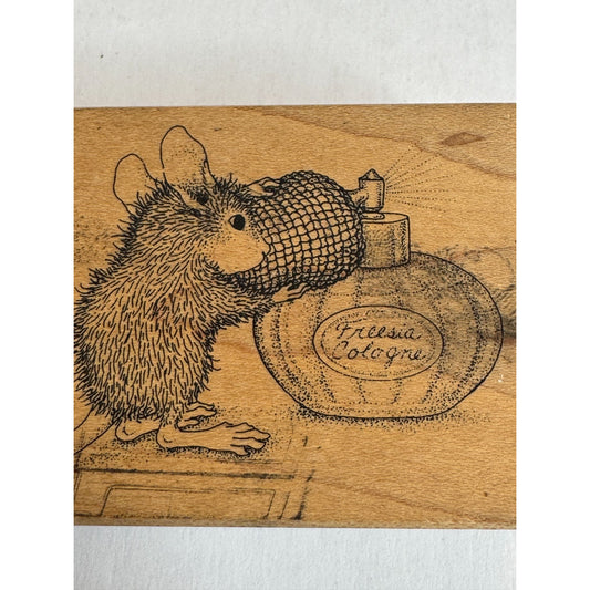 Stampa Rosa Wood Rubber Stamp House Mouse Sweet Scent Amanda Cologne Bottle