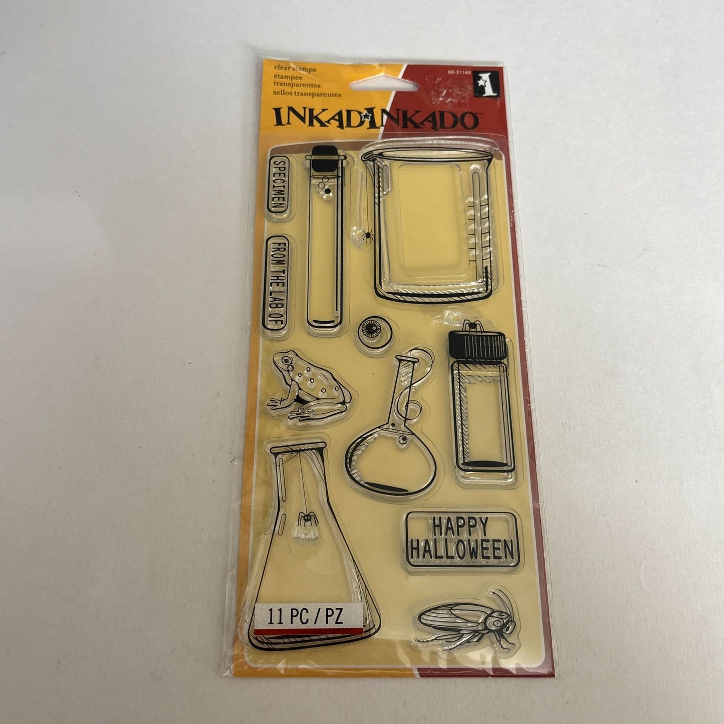 Inkadinkado Clear Stamps Set Test Tubes Halloween Lab Science Teacher Cardmaking Scrapbooking STEM Scientist
