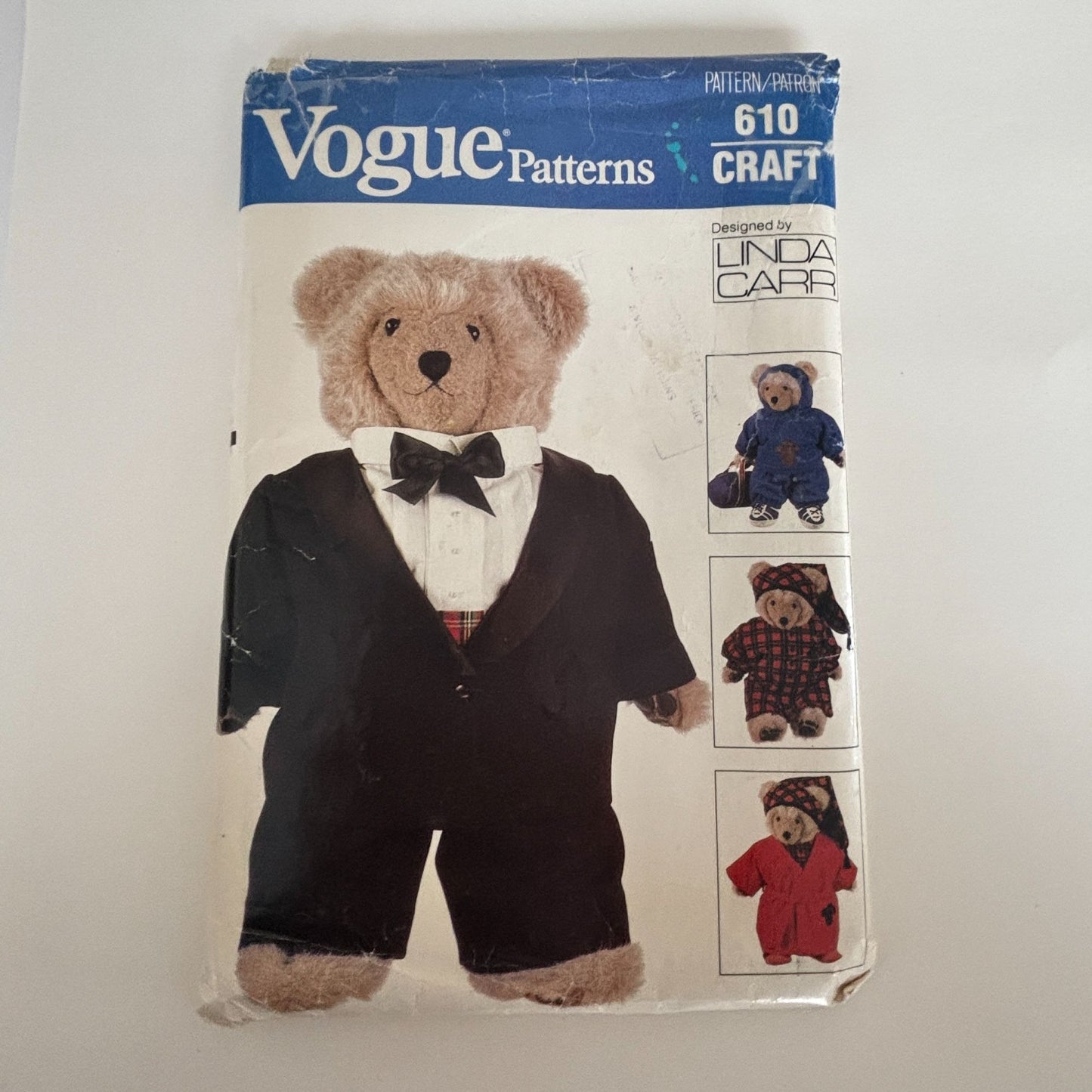 Vogue Sewing Pattern 610 Teddy Bear Clothing Clothes Suit Outfit Craft Uncut Vintage Sweatsuit