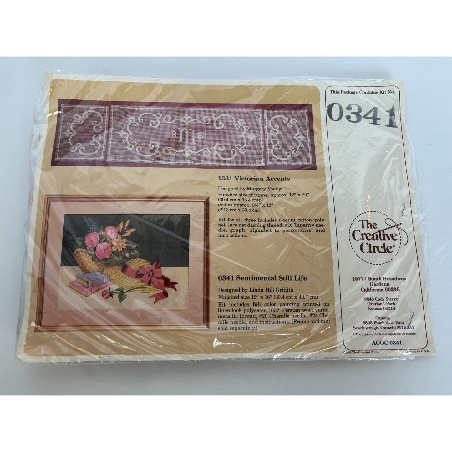 The Creative Circle Cross Stitch Kit Sentimental Still Life 0341 Hat Books 1986