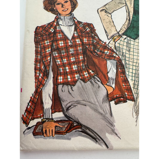 Vogue Sewing Pattern 9412 Misses Jacket Wide Lapels V-Neck Vest Preppy Sz 8 UC