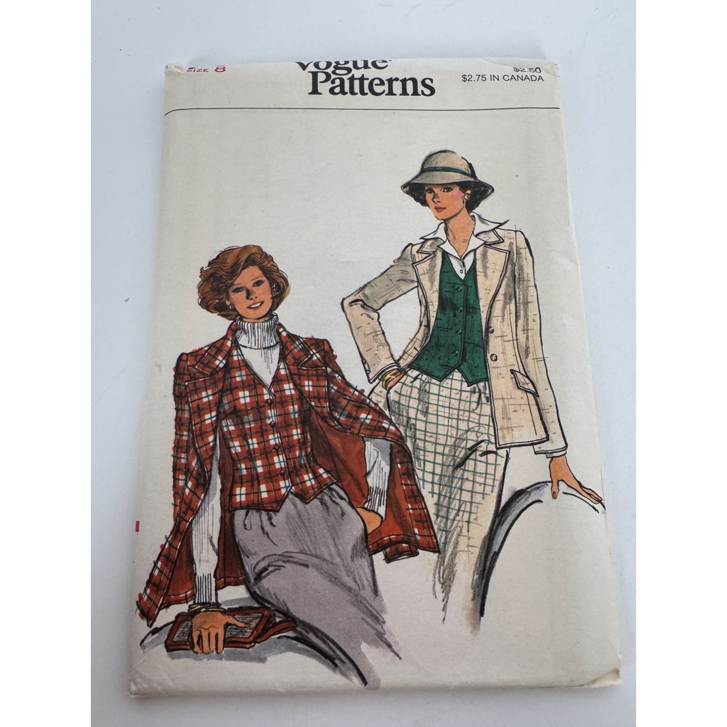 Vogue Sewing Pattern 9412 Misses Jacket Wide Lapels V-Neck Vest Preppy Sz 8 UC