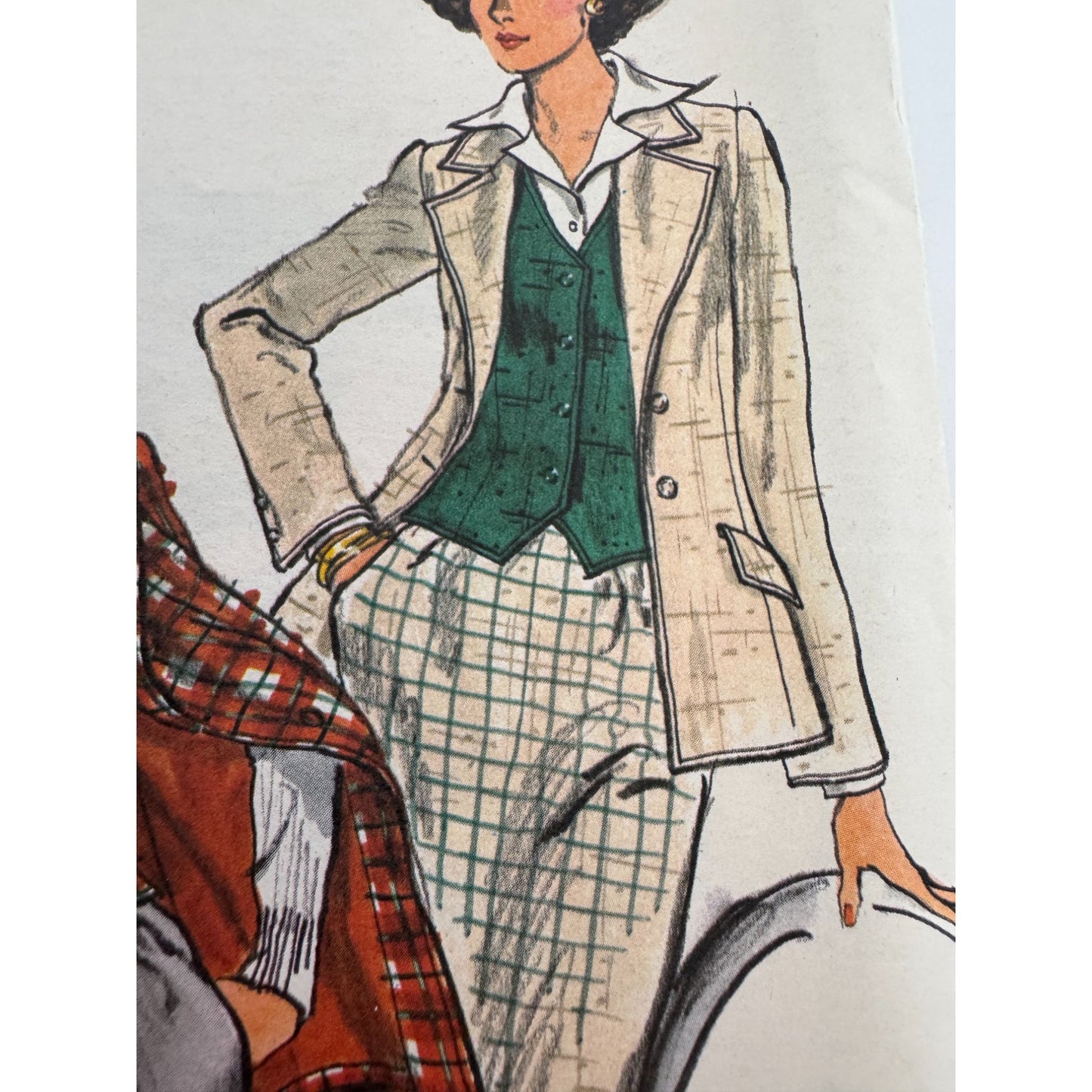 Vogue Sewing Pattern 9412 Misses Jacket Wide Lapels V-Neck Vest Preppy Sz 8 UC