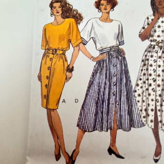 Butterick Sewing Pattern 6785 Midi Dress Cottagecore 90s Minimalist Easy 6-10 Uncut Career Work