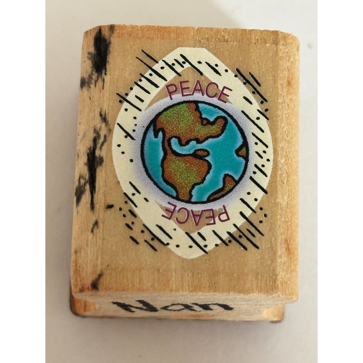 Peace Globe Rubber Stamp Earth Peace Stamp Card Making Scrapbook Craft Supply Wood Mounted