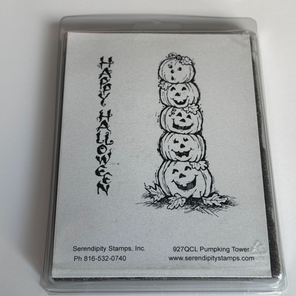 Serendipity Stamps Rubber Stamp Happy Halloween Pumpkin Tower Cardmaking Words Stacked Pumpkins