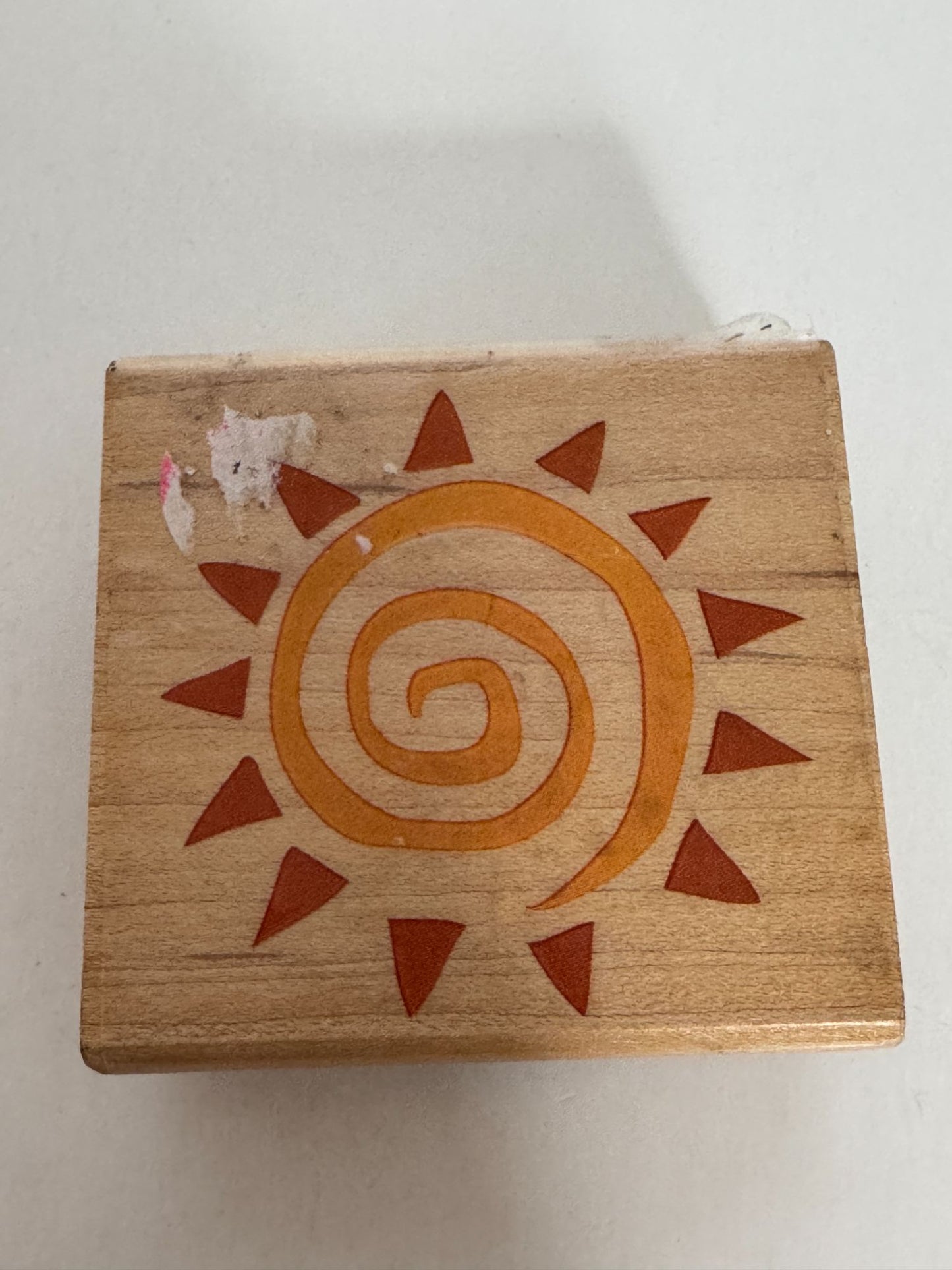 Rubber Stampede Rubber Stamp Primitive Sun Sky Nature Spiral Wood Mounted Craft