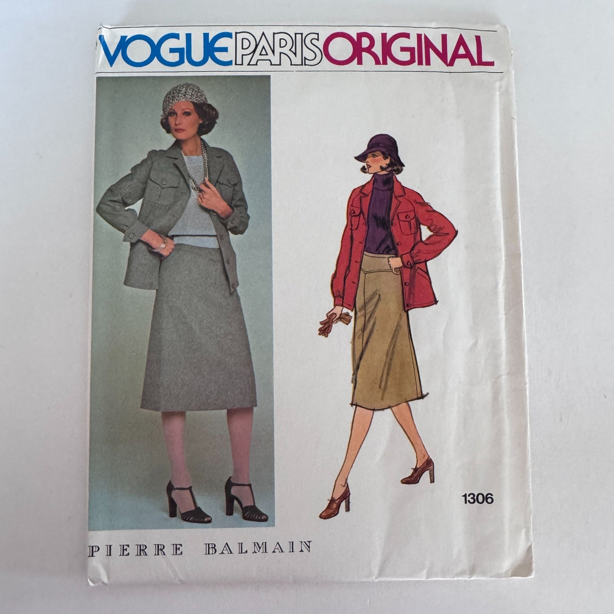 Vogue Sewing Pattern 1306 Paris Original Pierre Balmain Jacket Skirt Suit 10 Uncut 1970s
