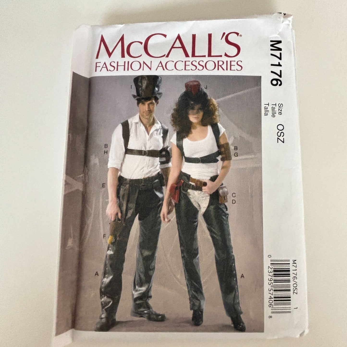 McCalls Sewing Pattern M7176 Steampunk Accessories Chaps Harness Holster Cosplay Costume Unisex Uncut