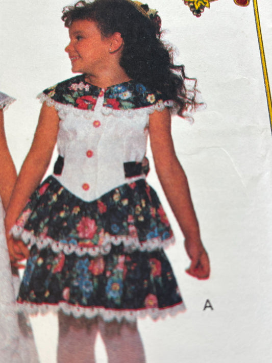 Butterick Sewing Pattern 6672 Party Dress 90s Toddler Spring Easter Girls 2 3 4 Uncut