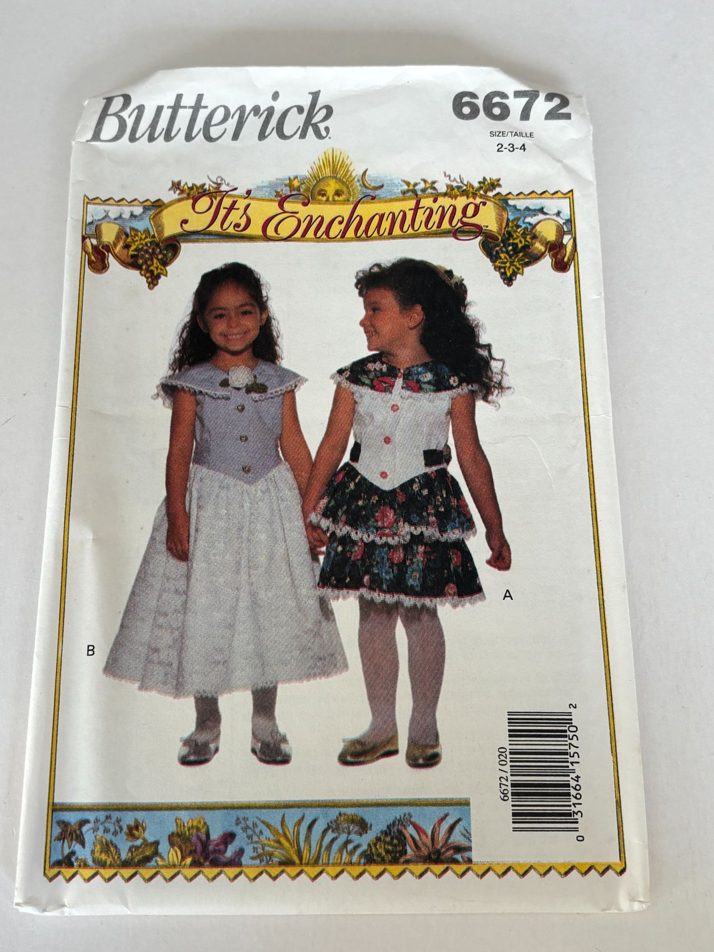 Butterick Sewing Pattern 6672 Party Dress 90s Toddler Spring Easter Girls 2 3 4 Uncut