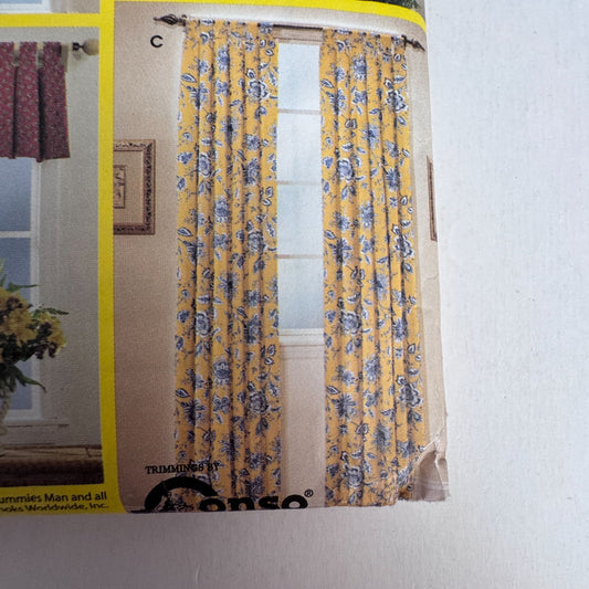 Simplicity Sewing Pattern 9566 Window Treatments Curtains Valances Home Decor Drapes Uncut