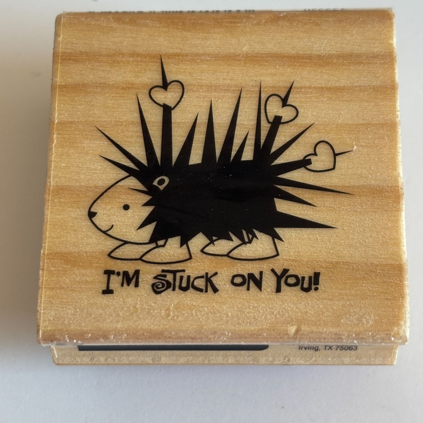 CraftSmart Rubber Stamp Hedgehog I am Stuck On You Love Hearts Funny Valentine