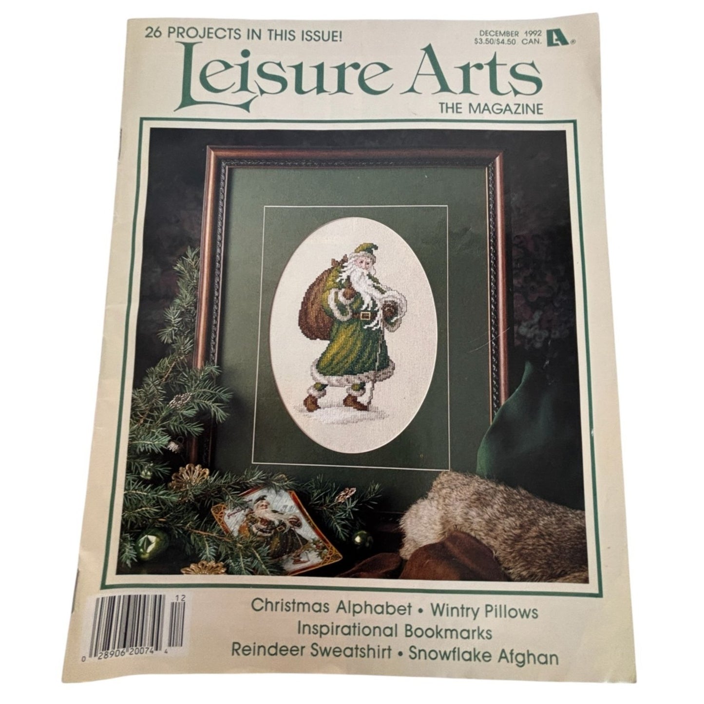 Leisure Arts Magazine December 1992 Cross Stitch Crafts Christmas Santa Crochet
