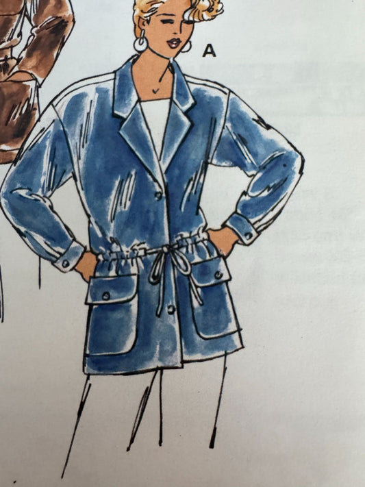 Kwik Sew Sewing Pattern 2254 Misses Jacket XS-XL Drawstring Waist Loose Fit 90s