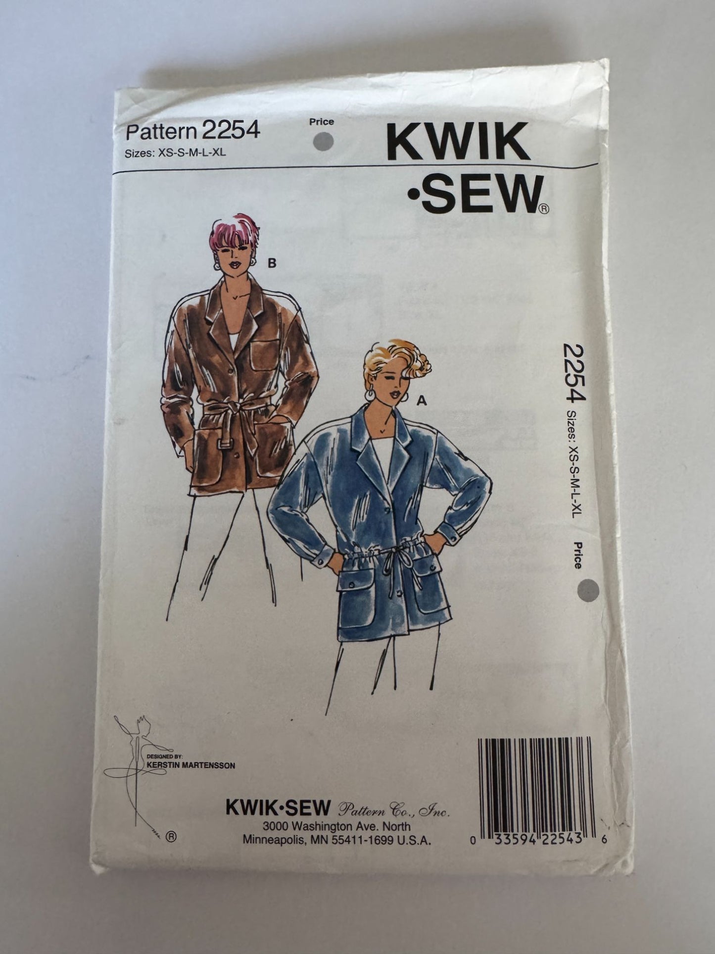 Kwik Sew Sewing Pattern 2254 Misses Jacket XS-XL Drawstring Waist Loose Fit 90s