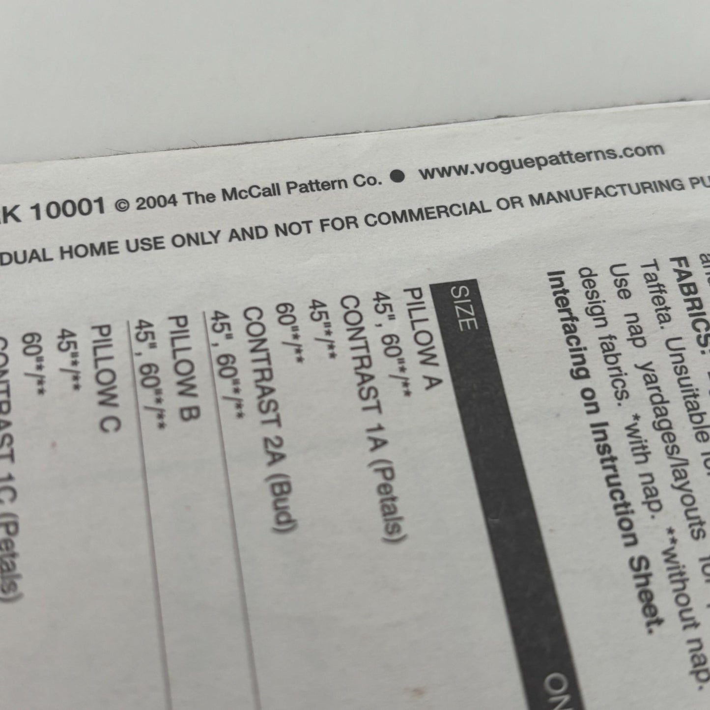 Vogue Sewing Pattern V7865 Craft Floral Pillow Seasonal Home Decor Sunflower UC