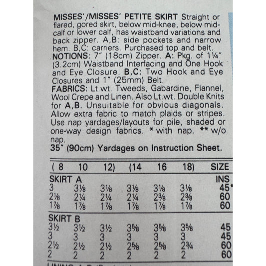 Vogue Sewing Pattern 9973 Skirt Straight or Flared or Gored Modest 14 16 18 UC