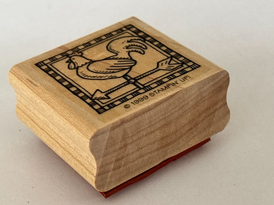 Stampin Up Rubber Stamp Rooster Weather Vane Square Farm Animal Card Making Wood