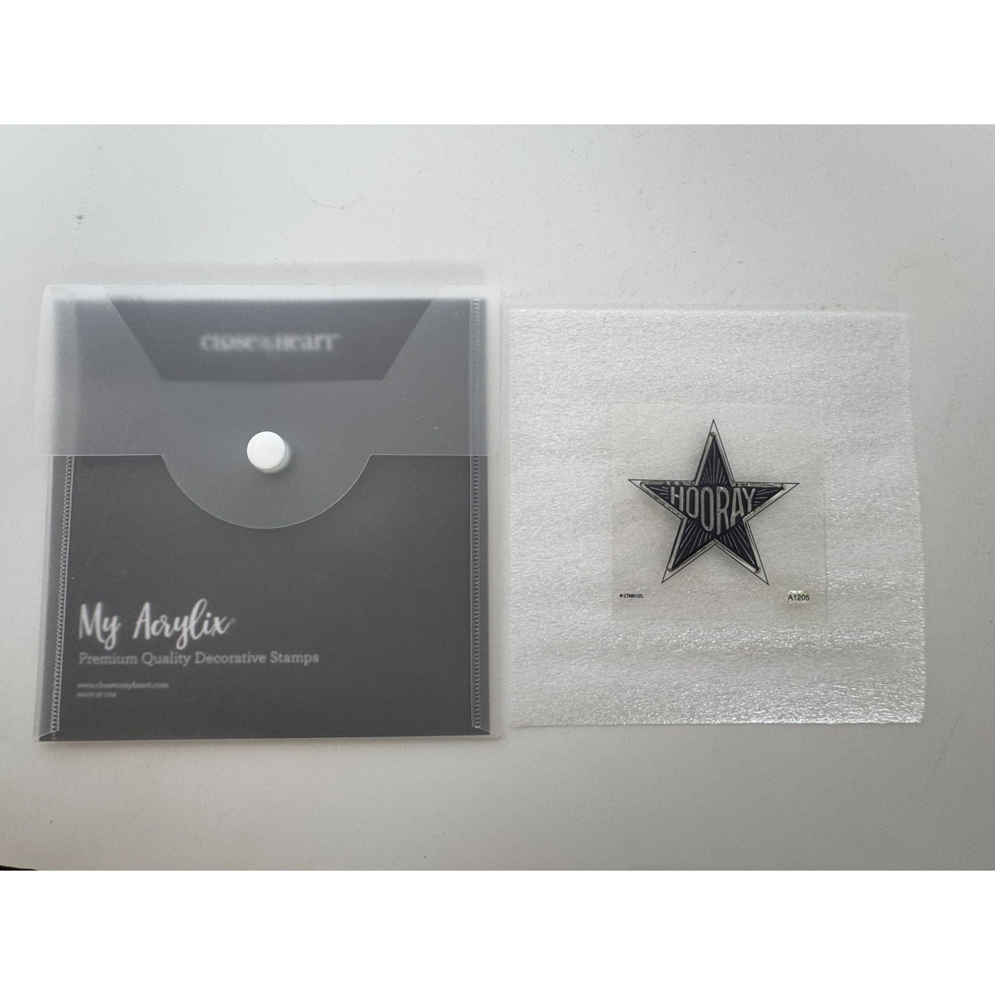 CTMH My Acrylix Acrylic Stamp Hooray Sentiments A1205 Star Card Making Celebrate