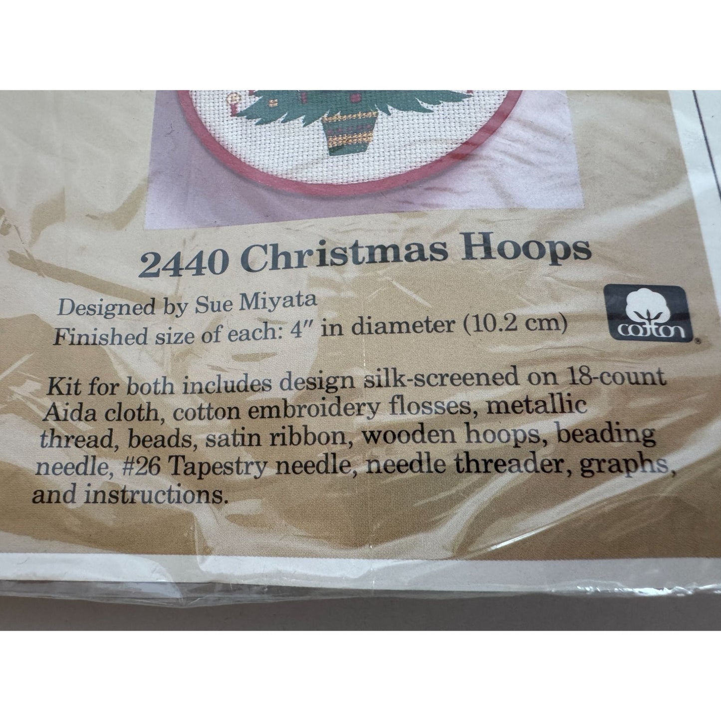 The Creative Circle Christmas Hoops Cross Stitch Kit Ornaments Teddy Bear 1980s