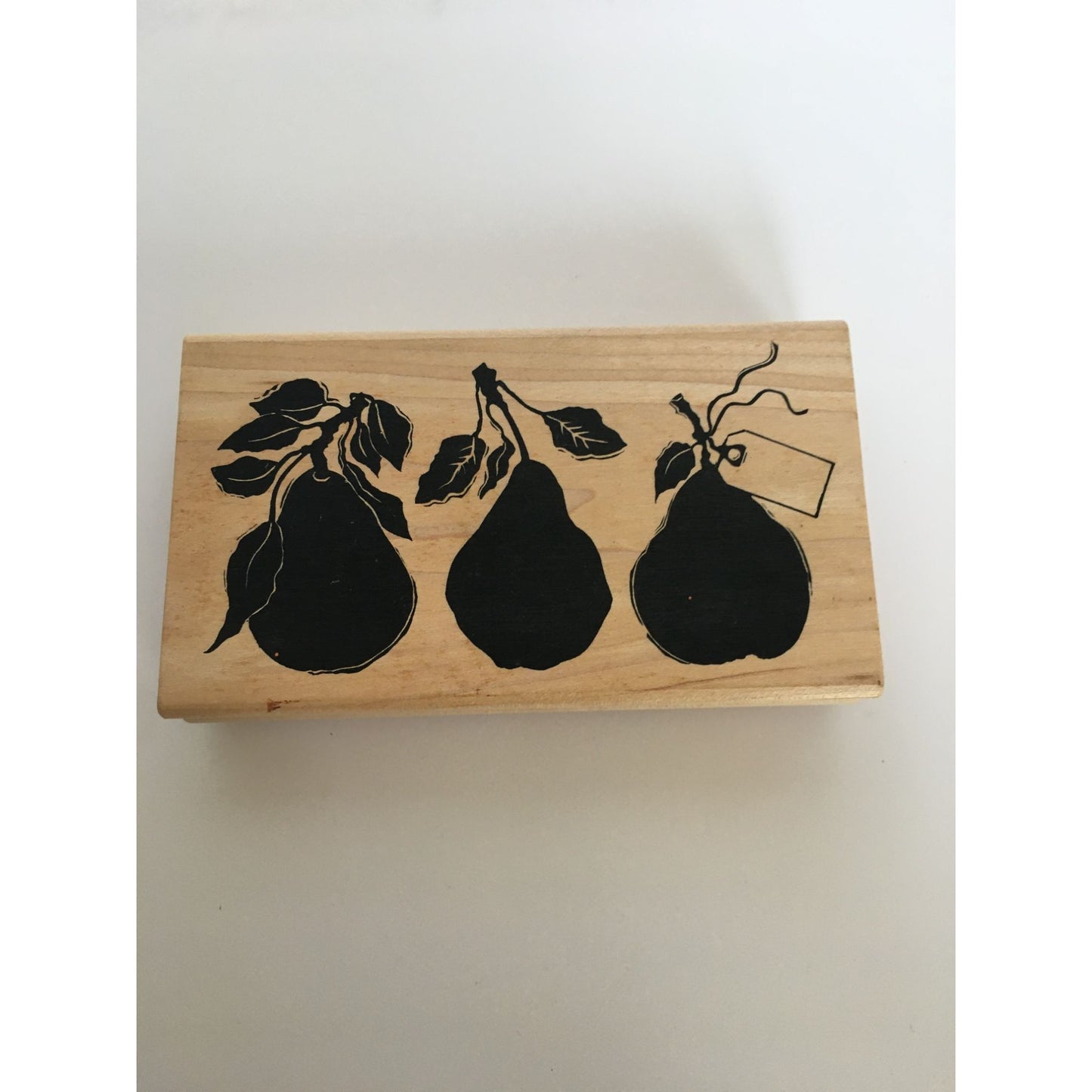 A Stamp in the Hand Pear Border Rubber Stamp Silhouette Fruit Tag Card Making
