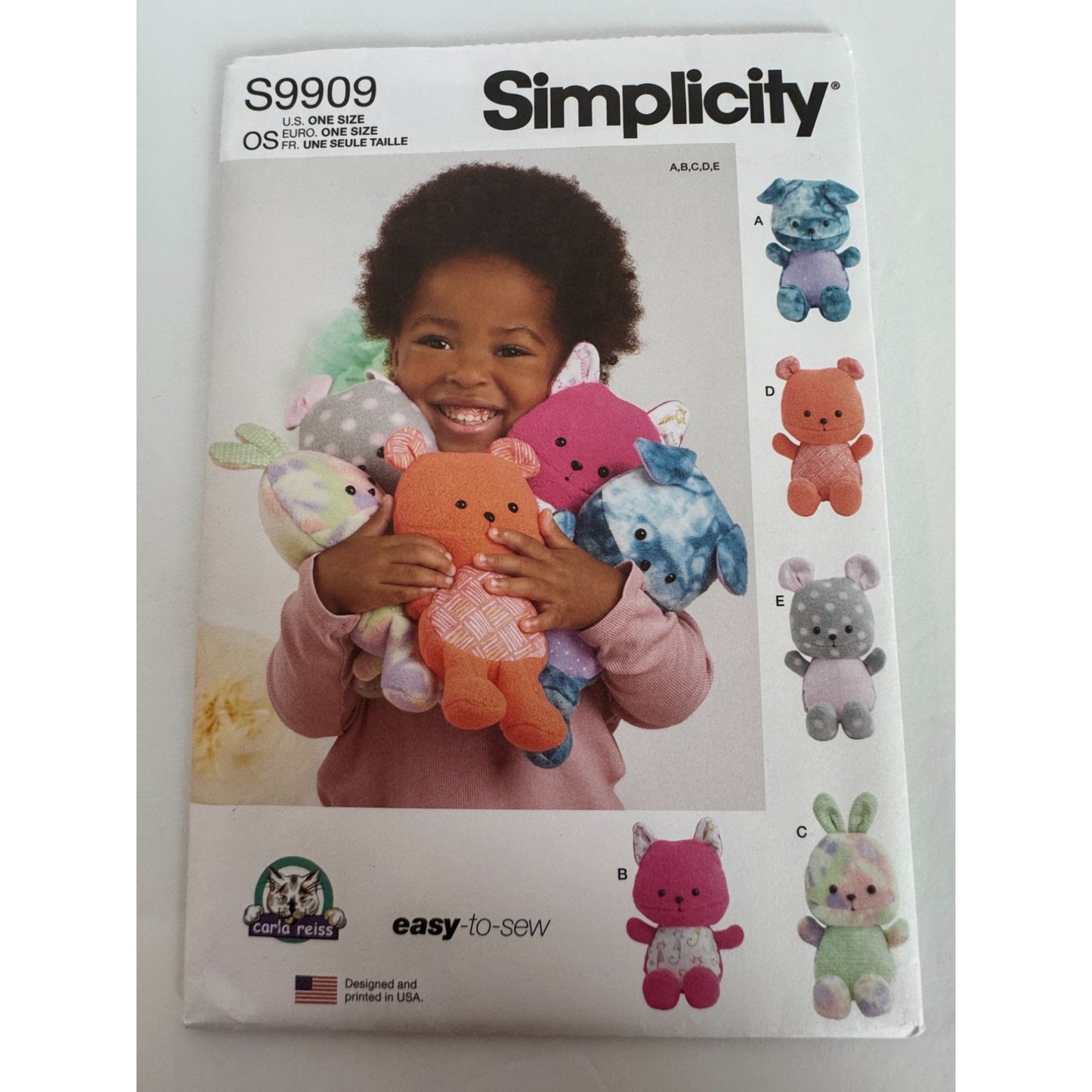 Simplicity Sewing Pattern S9909 Plush Stuffed Animals Toy Easy Dog Cat Mouse 9in