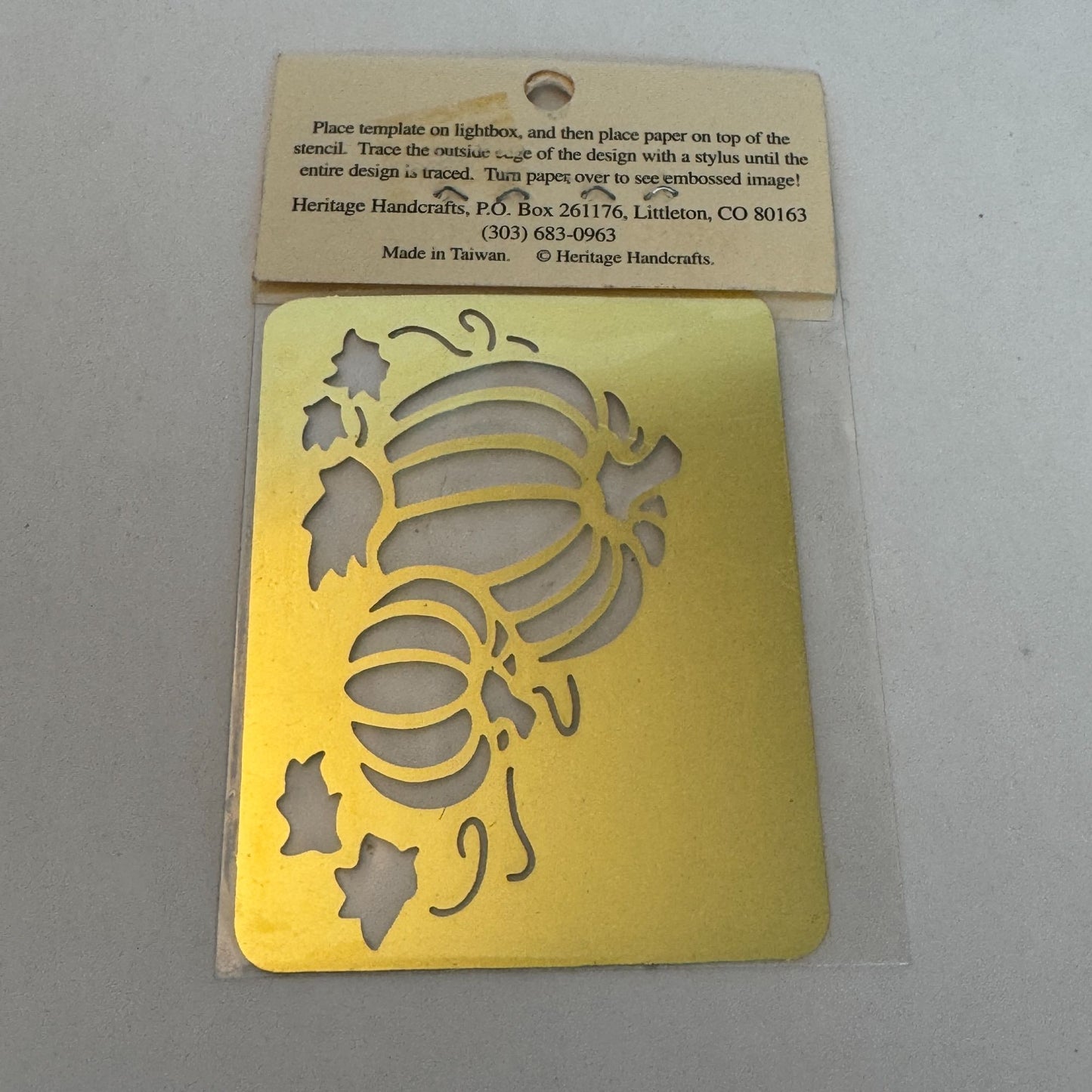 Heritage Handcrafts Brass Pumpkin Embossing Stencil PRH-116 Fall Craft Halloween