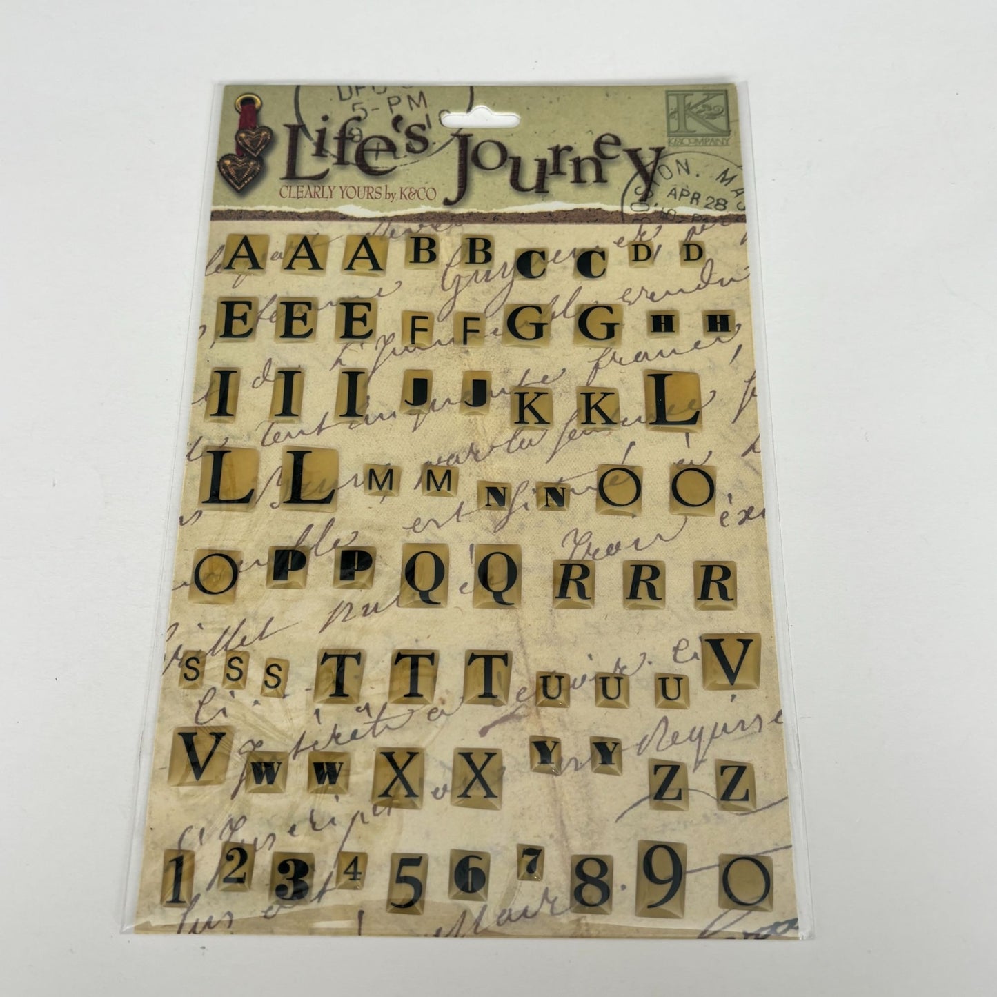 K&Company Lifes Journey Domed Alphabet Letter Stickers Scrapbook Card Making Junk Journaling Vintage Style