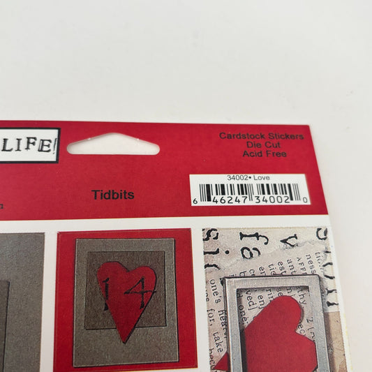 Pebbles Stickers Set Love Tidbits Die Cut Kissing Heart Hugs Kisses Embrace Heart Scrapbooking