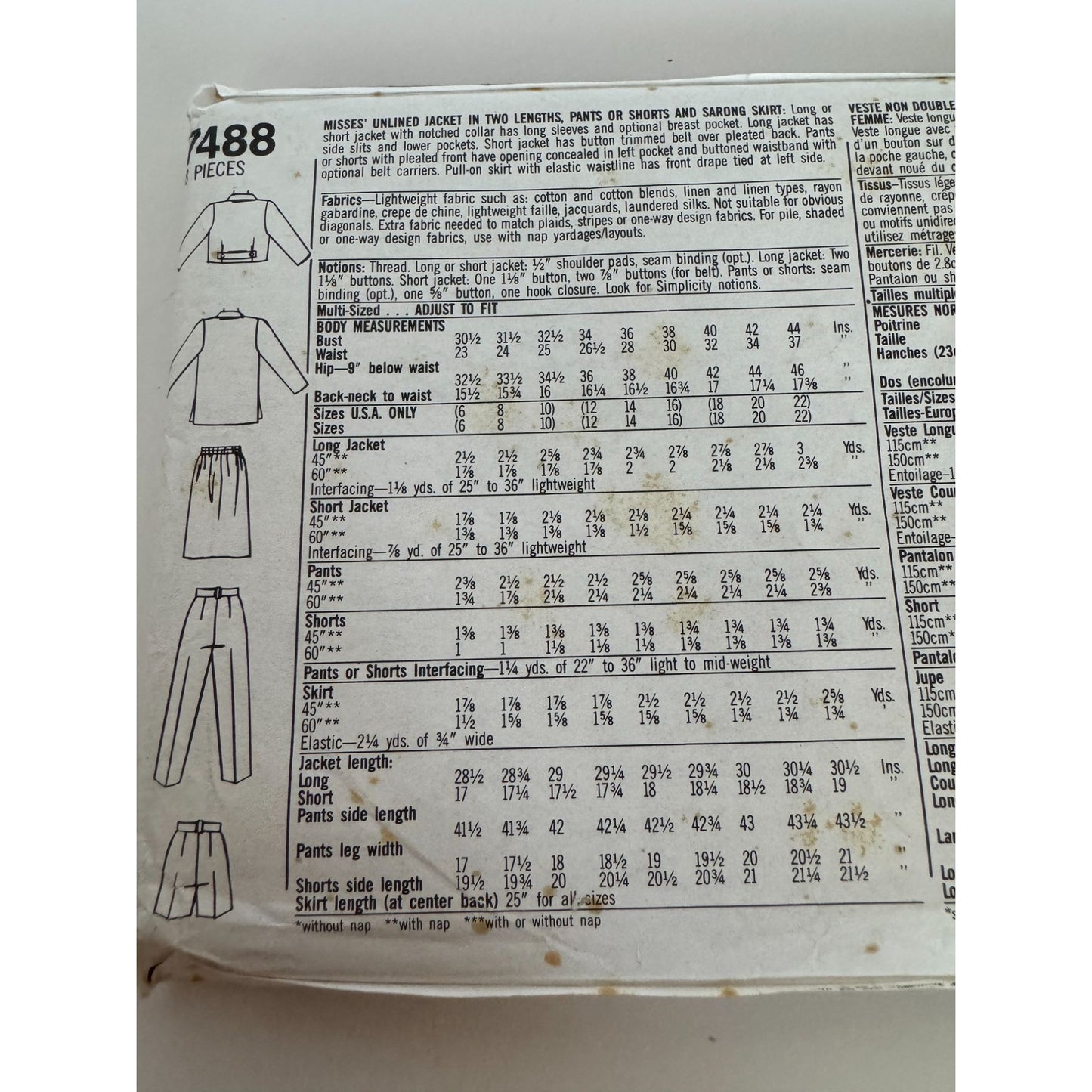 Simplicity Sewing Pattern 4438 Blazer Jacket Pants Sarong Work Size 18-22 Uncut