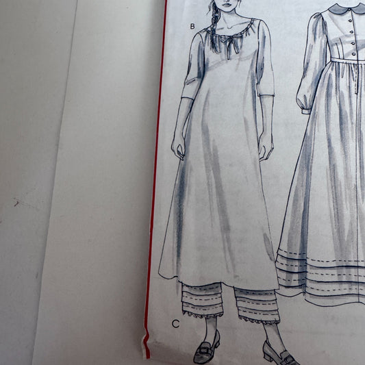 McCalls Sewing Pattern M4548 Prairie Dress Bonnet Early American Costume Uncut 14-20 Colonial