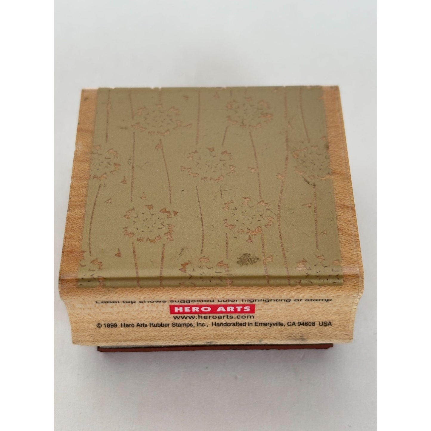 Hero Arts Rubber Stamp Textiles Four Square Poetic Prints Flowers Wood Mounted