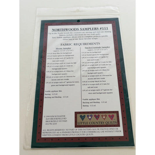 Little Country Quilts Wall Quilts Patterns Northwoods Samplers Moose Animals 111