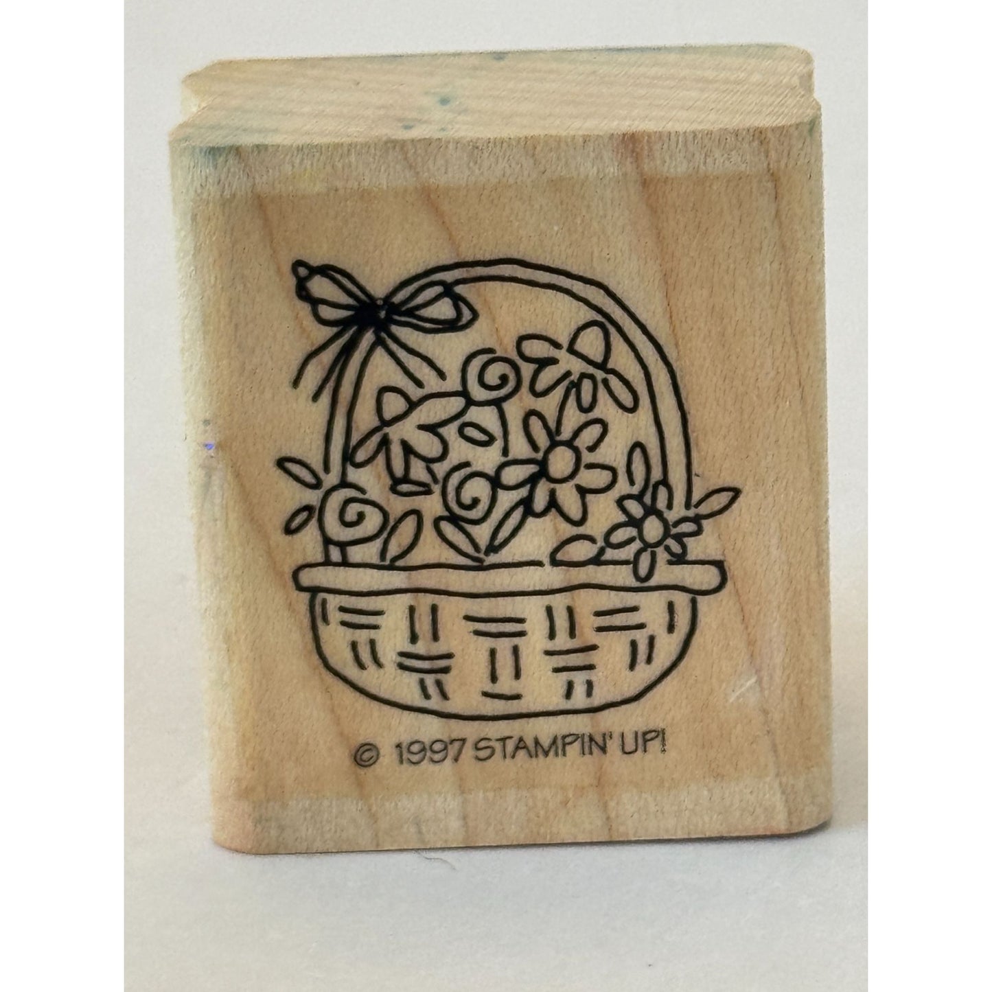 Stampin Up Rubber Stamp Flower Basket Mothers Day Card Making Easter Spring Wood
