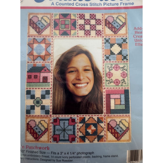 Stitchables Counted Cross Stitch Kit Hearts N Patchwork Picture Frame Dimensions