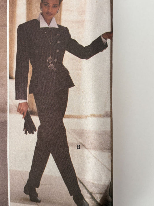 Butterick Sewing Pattern 6409 90s Power Suit Jacket Skirt Top Pants 12 14 16 UC