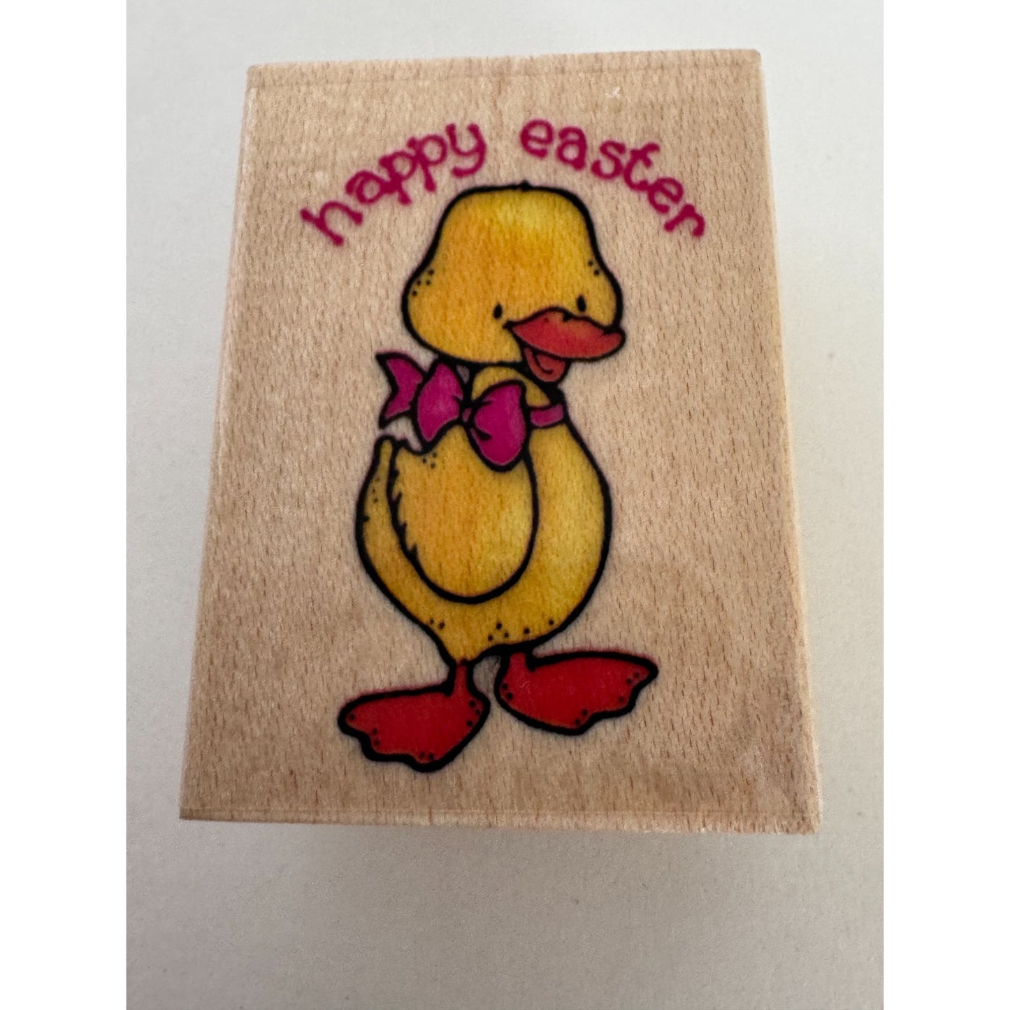 Embossing Arts Rubber Stamp Happy Easter Ducky Duck Bow Spring Card Making Craft