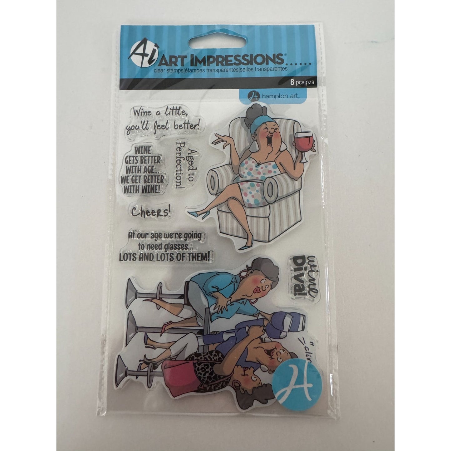 Art Impressions Clear Stamps Wine Diva Humor Funny Aging Birthday Friend Sayings Hampton Art
