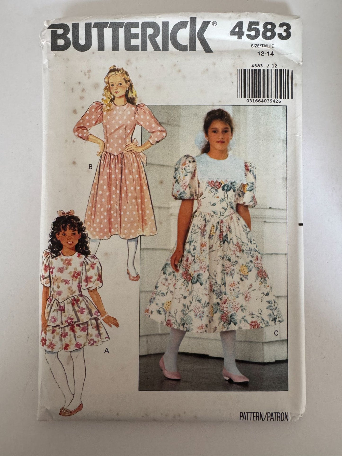 Butterick Sewing Pattern 4583 Girls Easter Dress Summer Spring Church Easy 12 14