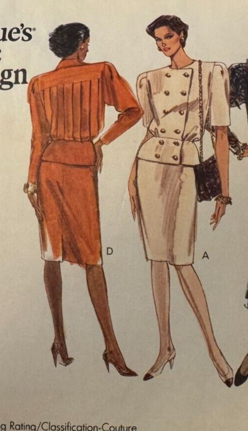 Vogue Sewing Pattern 2344 Blouson Top A-Line Skirt Work Career 12 14 16 Uncut