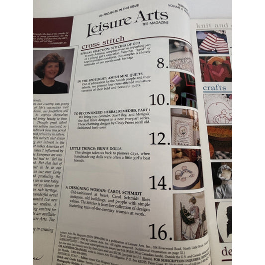 Leisure Arts February 1990 Magazine Cross Stitch The Stitcher Seamstress Craft