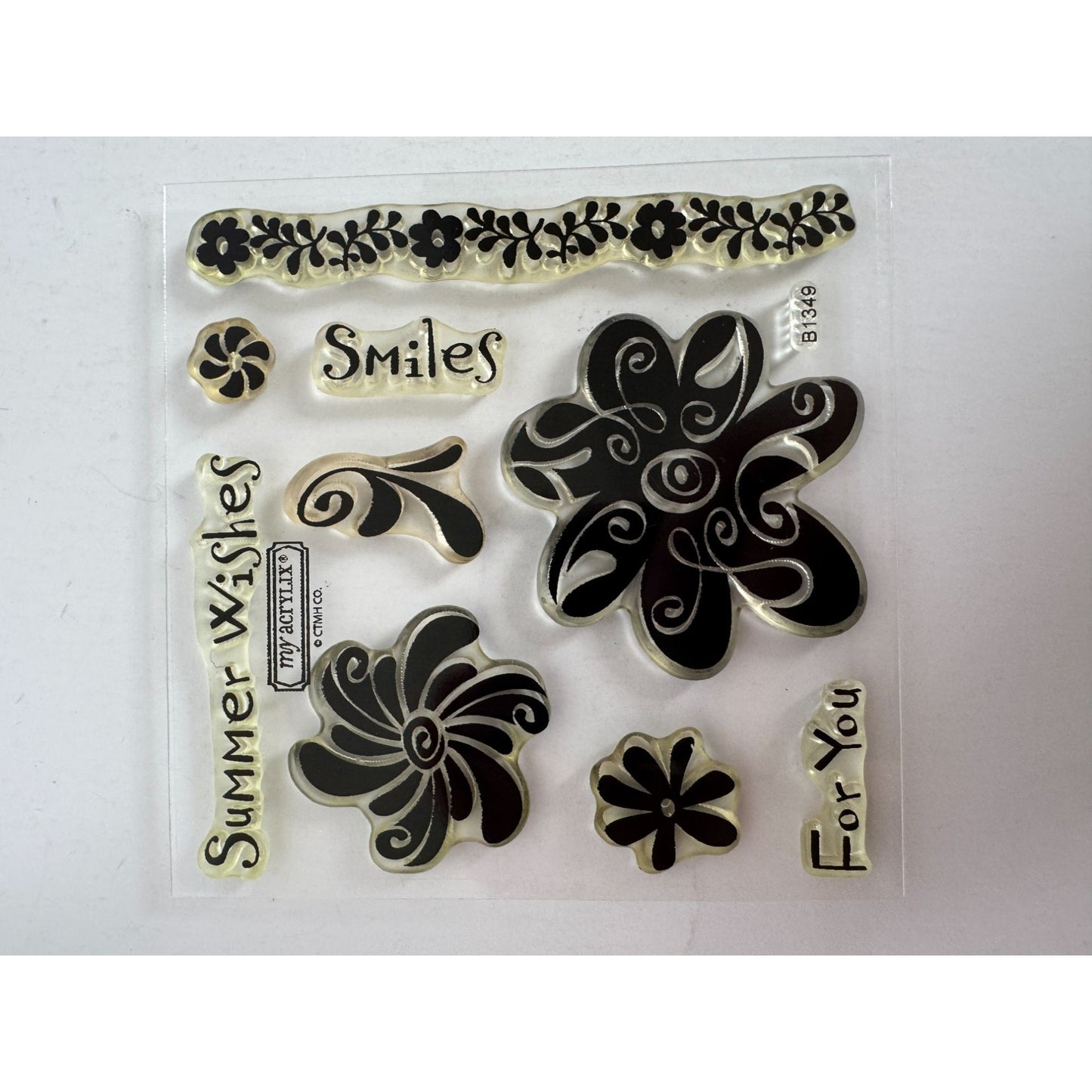 CTMH My Acrylix Acrylic Stamp Set Summer Wishes For You Flowers Floral Border
