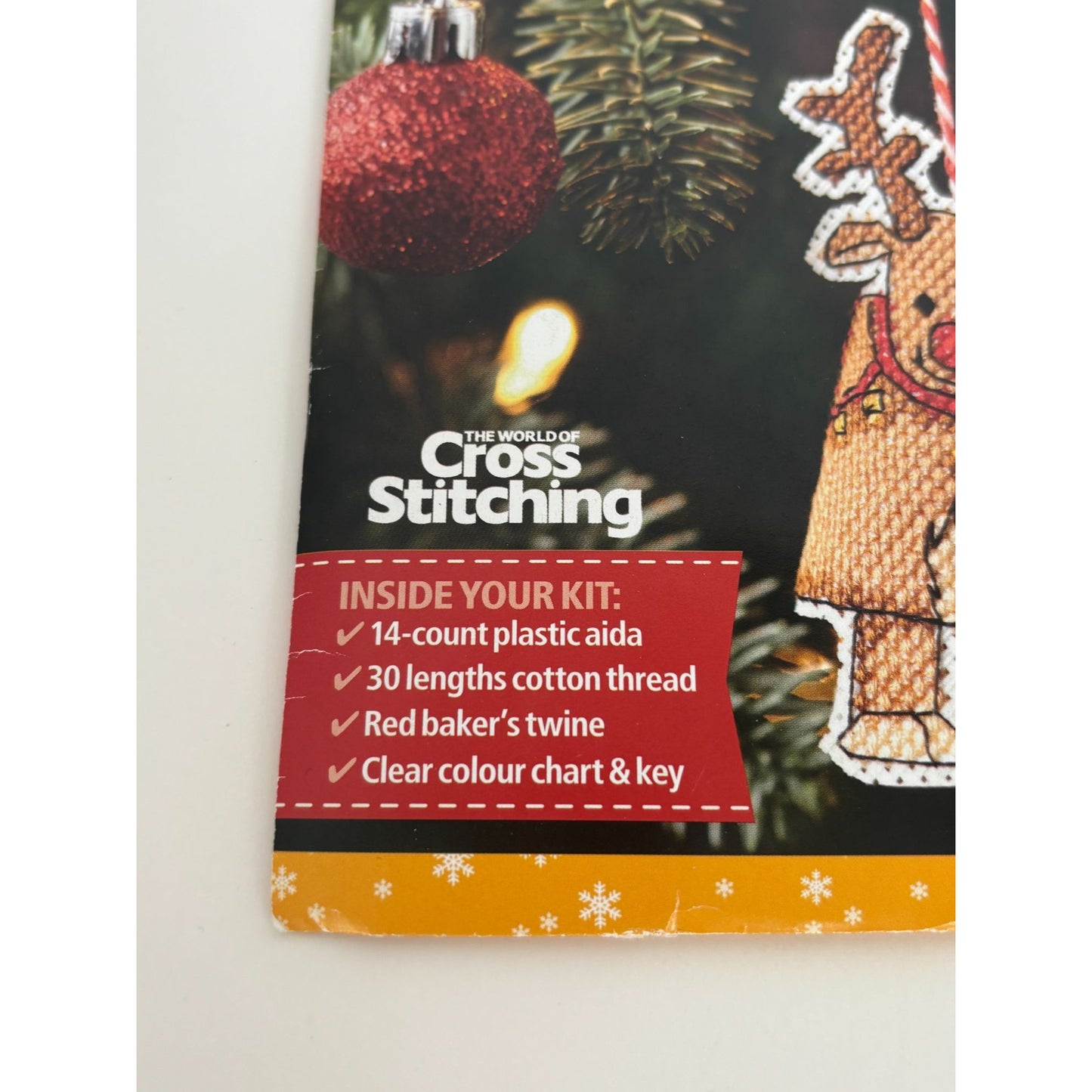 The World Of Cross Stitching Kit Reindeer Bauble Kit Christmas Tree Decoration
