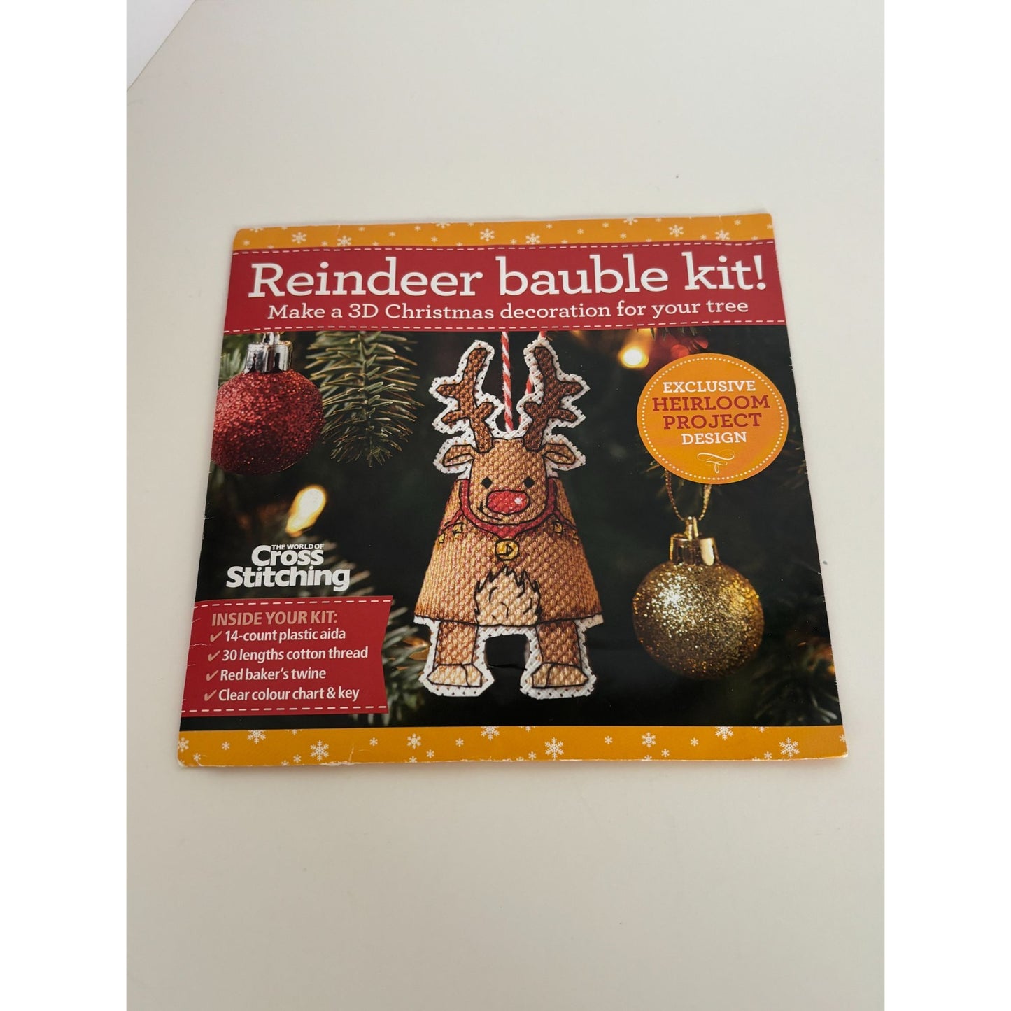 The World Of Cross Stitching Kit Reindeer Bauble Kit Christmas Tree Decoration