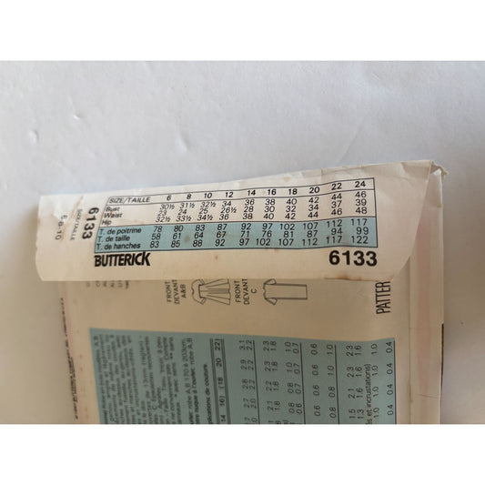 Butterick Sewing Pattern 6133 Slightly Flared Dress Career Work Easy UC 6 8 10