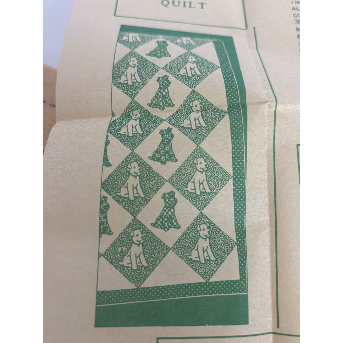 Los Angeles Times Needlework Scotty Patch Quilt Pattern Puppy Dog 1940 Vintage