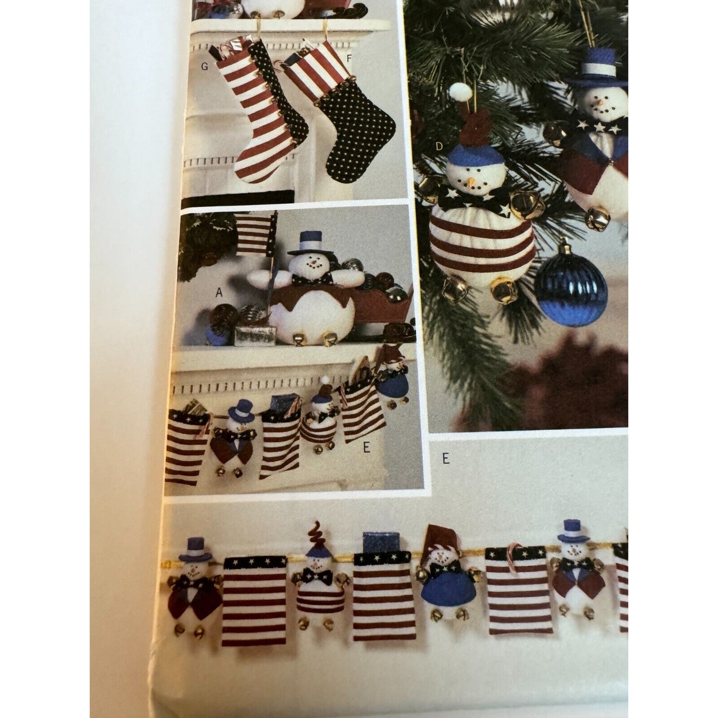 Butterick 3619 Sewing Pattern Christmas Stockings Snowman Tree Ornaments UNCUT